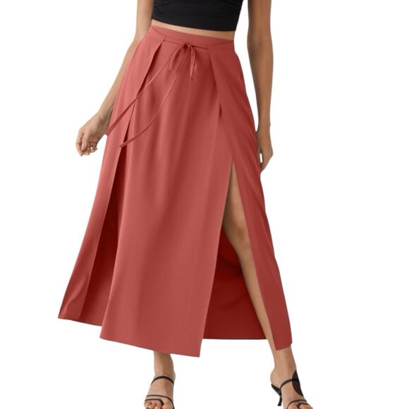 NWT Halara Breezeful High Waisted Tie Front Flowy 2 In 1 Maxi Skirt Size Medium - Picture 1 of 10